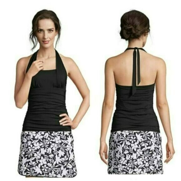 Lands end square neck halterneck tankini swimsuit top 8 petite - Picture 2 of 4